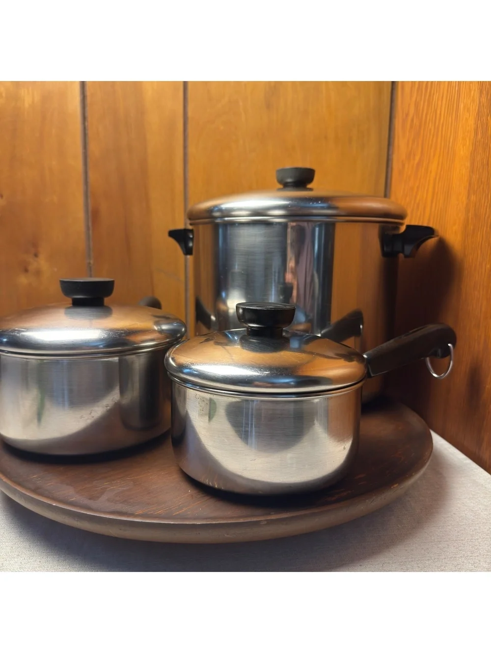 Vintage Revere Ware Stainless Steel Cookware Set 1 Qt 1.5 Qt 8 Qt Pots With Lids